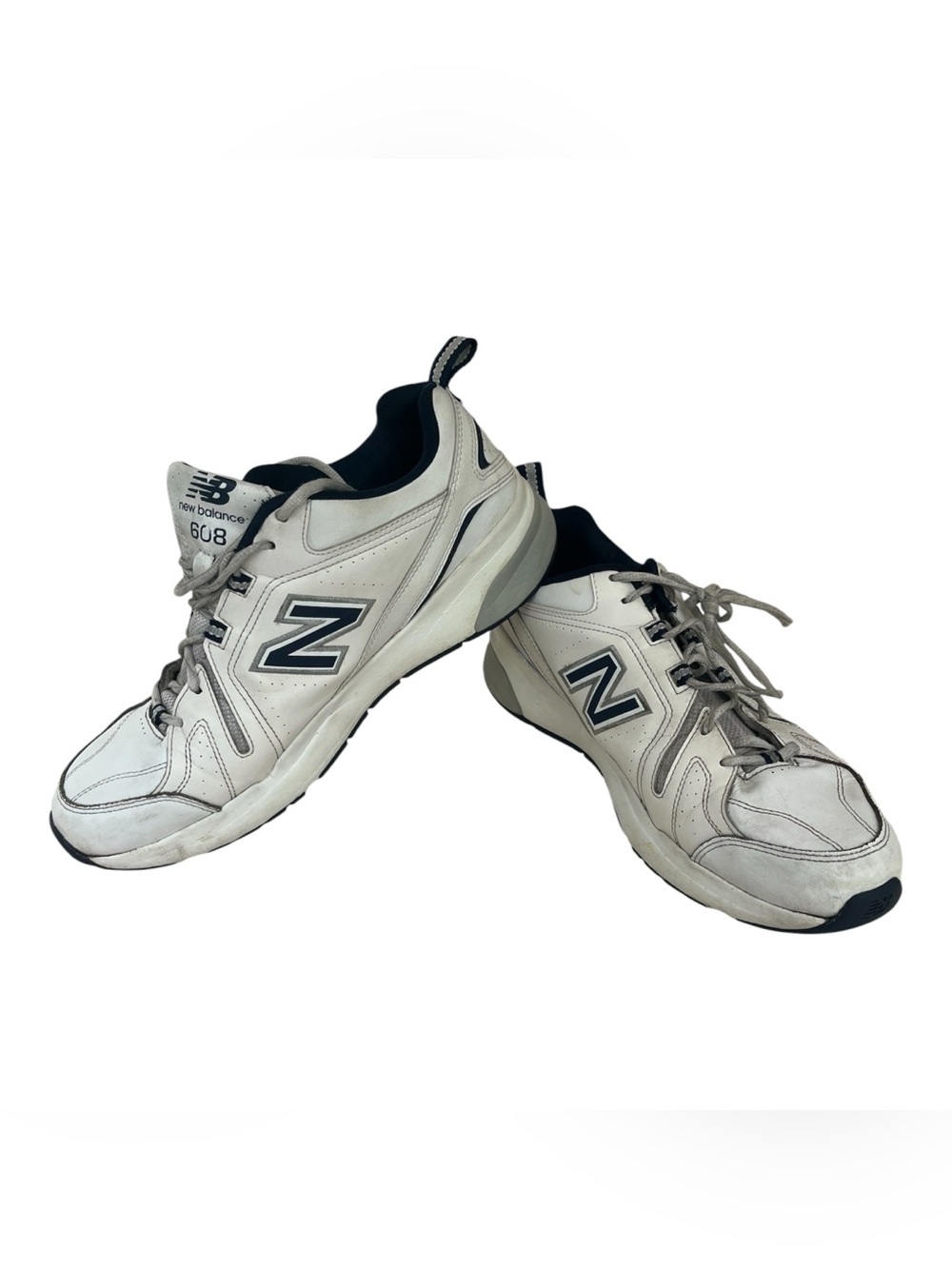New Balance 608 v5 Men's 12 White Navy Leather Cross Trainer Sneakers MX608WN5